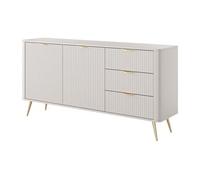 Buffet 2 portes et 3 tiroirs en MDF - Beige et doré - ELONARIA II de