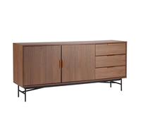 Buffet 2 portes et 3 tiroirs en mélaminé et acier 160 cm marron Gabin - Oviala
