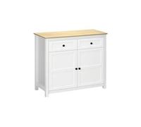 HOMCOM Buffet 2 Portes 2 Tiroirs 100 x 40 x 85 cm Blanc Aspect Bois