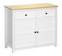 HOMCOM Commode meuble de rangement 2 portes avec étagère réglable en hauteur 2 tiroirs 100 x 40 x 85 cm blanc et aspect bois | Aosom France