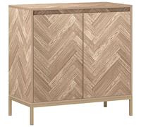 HOMCOM Meuble de Rangement Buffet Style scandinave avec 2 Portes à Chevrons, étagère réglable et Pieds en Acier, Armoire de Rangement pour Salon, Salle à Manger, dim. 78 x 40 x 78 cm, chêne