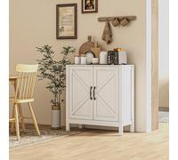 Buffet 2 portes étagère style rustique chic blanc