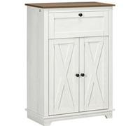 Buffet Bas 2 Portes Multi-Rangement Style Rural Chic Blanc Aspect Bois Blanc