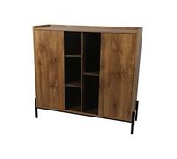 - Buffet 2 portes Helio en bois et métal - Marron et noir