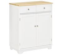 HOMCOM Meuble de Rangement Buffet Salon avec placards à Portes, 2 tiroirs et étagère réglable, Armoire de Rangement pour Salon, Cuisine, Chambre, Blanc et Bois Naturel
