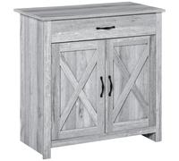 HomCom Buffet salon – 2 portes, 1 tiroir, étagère réglable – 80×39,7×80 cm – Aspect bois gris clair
