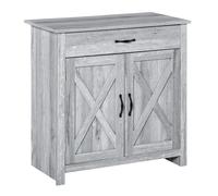 Buffet 2 Portes Tiroir Style Rural Chic Aspect Bois Gris Clair Gris