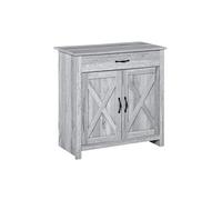HOMCOM Buffet 2 Portes tiroir Style Rural Chic Placard avec étagère poignées métal Noir MDF Panneaux Particules Aspect Bois Gris Clair