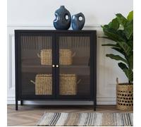 Buffet 2 portes vitrées 80x35x80 cm en métal noir - KITY