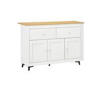 HomCom Buffet cuisine 2 tiroirs 3 portes étagère réglable 117 x 35 x 80 cm blanc