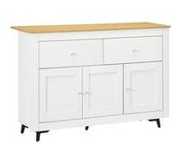 HomCom Buffet cuisine 2 tiroirs 3 portes étagère réglable 117 x 35 x 80 cm blanc