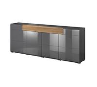 Buffet 200cm collection OHIO. Coloris gris anthracite et chêne. L208 x H82 x P39 Gris