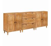 Buffet 3 pcs bois de manguier massif de rangement rectangulaire Sideboard vidaXL