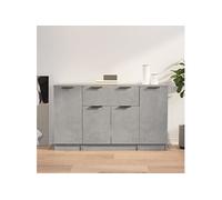 Vidaxl Buffets 3 Pcs Gris Béton Bois D'ingénierie Marron