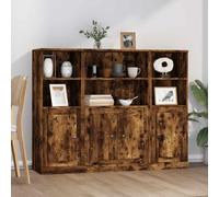 Buffet 3 Pièces en Bois d'Ingénierie Chêne Fumé, Meuble de Rangement Élégant pour Salon et Salle à Manger, Grand Espace de Stockage, Design Moderne et Stable