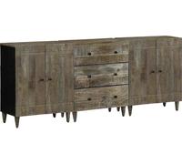 buffet 3 pièces gris clair 60x33,5x75 cm bois massif mangue