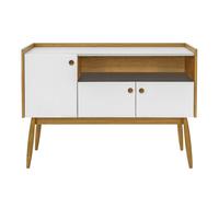 Buffet 3 Portes & 1 Niche "Farsta" 115cm Chêne & Blanc