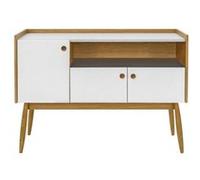 Buffet 3 Portes & 1 Niche "Farsta" 115cm Chêne & Blanc