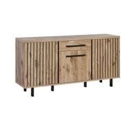 Buffet 3 portes 1 tiroir aspect bois Canyon décor tasseaux - BARTON