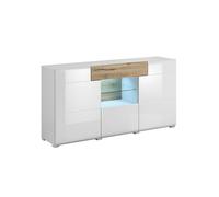 Buffet 3 portes 1 tiroir Petits-meubles - Jules - 159 x 39 x 82cm - Blanc et bois