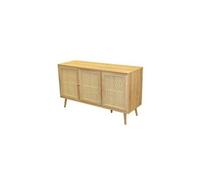 Buffet 3 portes 120x39,5x70 cm en cannage naturel - gobi