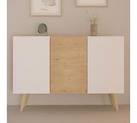Buffet 3 Portes 120x39,9x95,5 Cm Blanc Et Chêne - Cisko Blanc