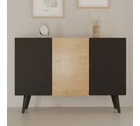 Buffet 3 Portes 120x39,9x95,5 Cm Noir Et Chêne - Cisko Noir