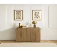 Buffet 3 portes 140 cm MARION effet chêne et travertin BOBOCHIC Marron clair