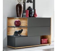 Buffet 3 portes & 3 niveaux "silk" 120cm gris & naturel