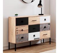 Buffet 3 Portes 3 Tiroirs 110 Cm Sacramento Design Industriel Multicolore