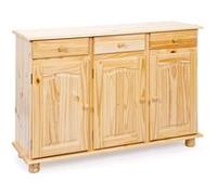 Inter Link – Commode Abaco – Style rustique, pin massif, 3 portes, 3 tiroirs, naturel laqué