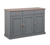 Buffet 3 portes 3 tiroirs pin massif foncé et gris Luza Gris G