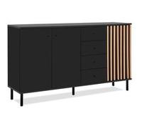 Buffet 3 portes 4 tiroirs noir et bois Monza Noir G