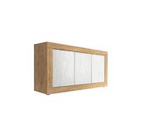 Buffet 3 portes aspect bois finition Cadiz façades blanc texturées - OTELLO -