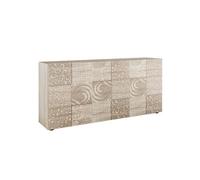 Buffet 3 portes aspect bois samoa sérigraphies multi-motifs - JUAN -
