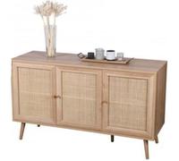Buffet 3 portes en cannage rotin et panneaux de particules 2 niveaux 120 x 39 x 70 cm+Urban Living