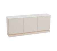 Buffet 3 portes avec LEDs en MDF - Beige et effet marbre blanc - DEVIKA de