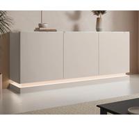 Buffet 3 portes avec LEDs en MDF - Beige et effet marbre blanc - DEVIKA de Pascal MORABITO