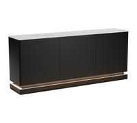 Buffet 3 portes avec LEDs en MDF - Noir et effet marbre blanc - DEVIKA