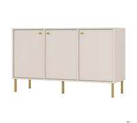 Buffet 3 portes avec pieds dorées - OKTIO - 125 cm - beige