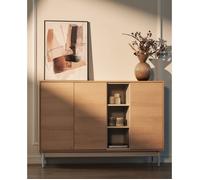 Buffet 3 portes avec trois niches ouvertes - LAYEN - 138 cm - chêne / gris cachemire