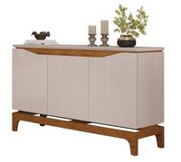 Buffet 3 Portes Blanc Ecru et Chêne 4 Niches L 139 H 80.5 P 36 cm - L 139 x l 36 x H 80.5 cm