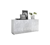 Buffet 3 Portes - Blanc Laque brillant - L 181 x P 42 x H 84 cm - PARIGI