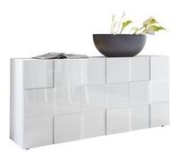 Buffet 3 Portes - Blanc Laque brillant - L181xP42xH84 cm - MILANO gris G