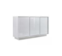 Buffet 3 portes, collection CREAM, coloris blanc laqué brillant, idéal pour un salon ou une salle à manger design