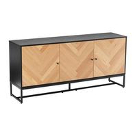 Buffet 3 portes décor mélaminé 160 cm chêne et noir - Oviala