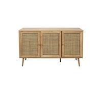 Buffet 3 Portes Effet Bois et Façades Rotin - MAYA -