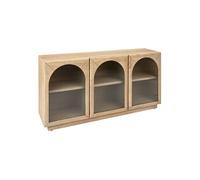 Atmosphera - Buffet 3 portes en verre et bois LOUSADA - Beige - LOUSADA G