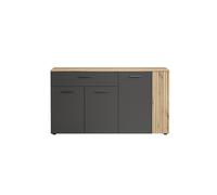 Buffet 3 Portes Et 1 Tiroir, À L'intérieur 3 Tablettes - L150 Cm Gris