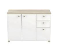 Buffet 3 portes et 2 tiroirs décor chêne kronberg et blanc - L119,6 cm